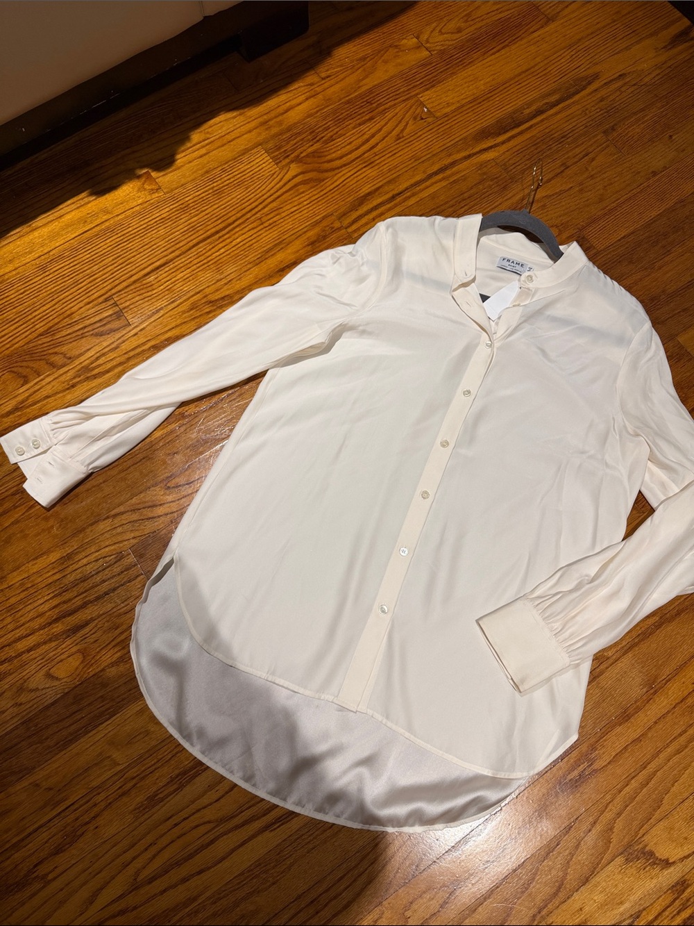 Frame Denim Ivory Button-Front Long Sleeve Blouse